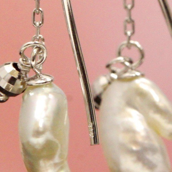 洗浄済み K18WG 
ピアス
 淡水パール：8.6～9.3mm 1.1g 中古