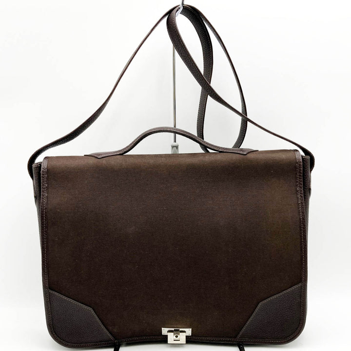HERMES エルメス 
 ヴィクトリア ショルダーバッグ 
キャンバス/レザー  ブラウン