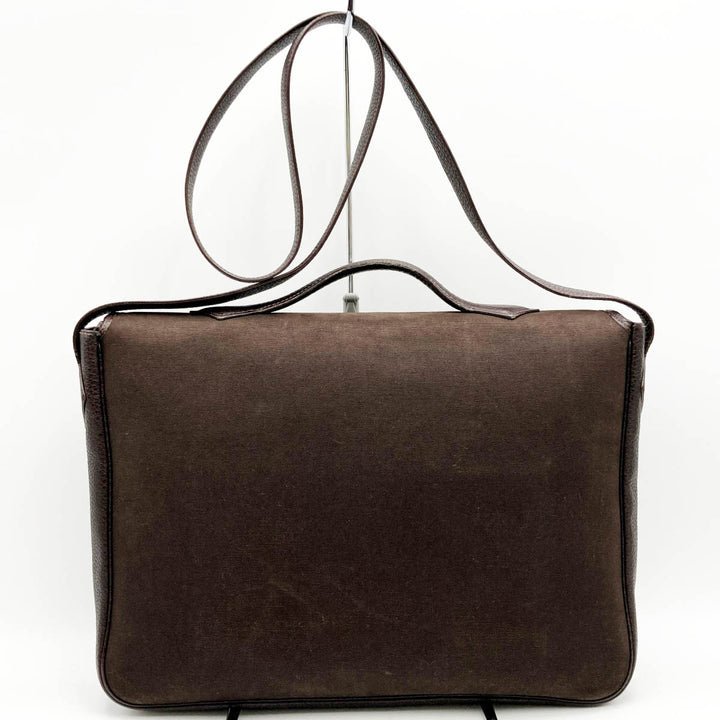 HERMES エルメス 
 ヴィクトリア ショルダーバッグ 
キャンバス/レザー  ブラウン