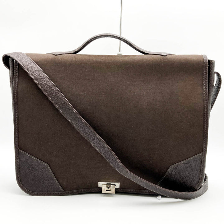 HERMES エルメス 
 ヴィクトリア ショルダーバッグ 
キャンバス/レザー  ブラウン
