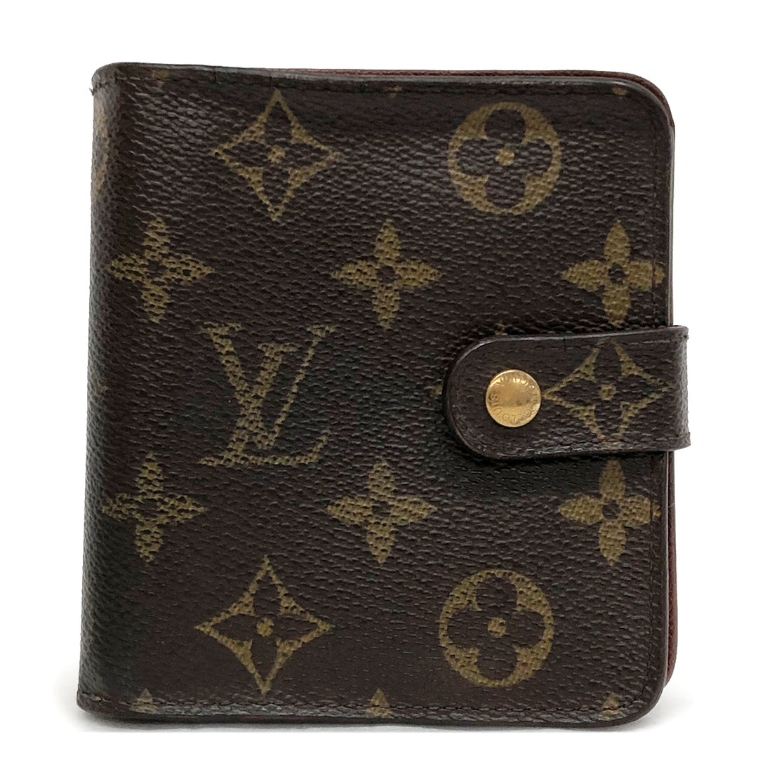 LOUIS VUITTON ルイ・ヴィトン 
 コンパクトジップ  M61667 二つ折り財布 
モノグラムキャンバス/レザー  ブラウン/茶 LV 中古