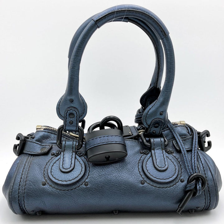 Chloe クロエ 
 パディントン 04 06 51 5391 ハンドバッグ 
レザー ブルー