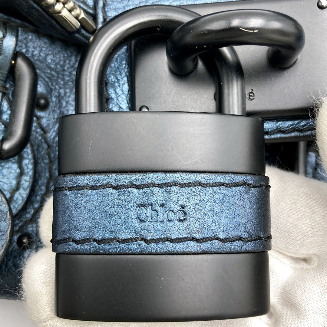 Chloe クロエ 
 パディントン 04 06 51 5391 ハンドバッグ 
レザー ブルー