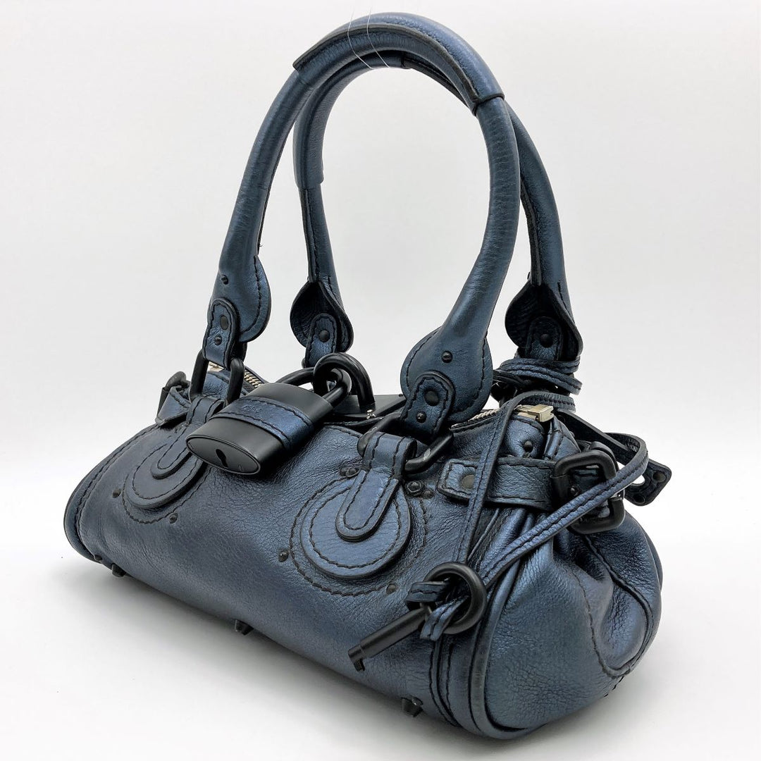 Chloe クロエ 
 パディントン 04 06 51 5391 ハンドバッグ 
レザー ブルー