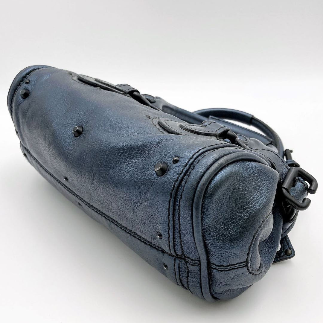 Chloe クロエ 
 パディントン 04 06 51 5391 ハンドバッグ 
レザー ブルー