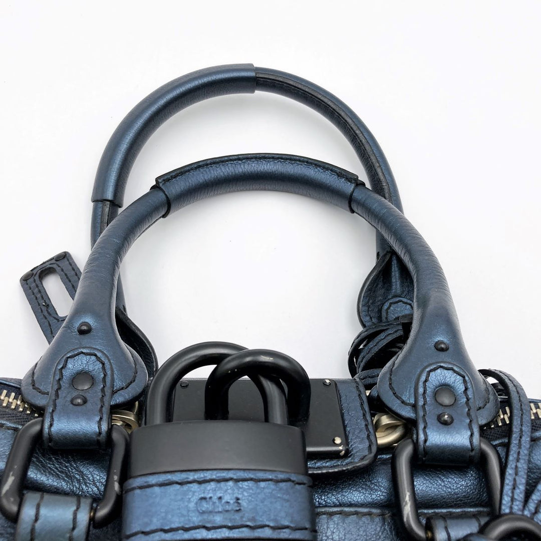 Chloe クロエ 
 パディントン 04 06 51 5391 ハンドバッグ 
レザー ブルー