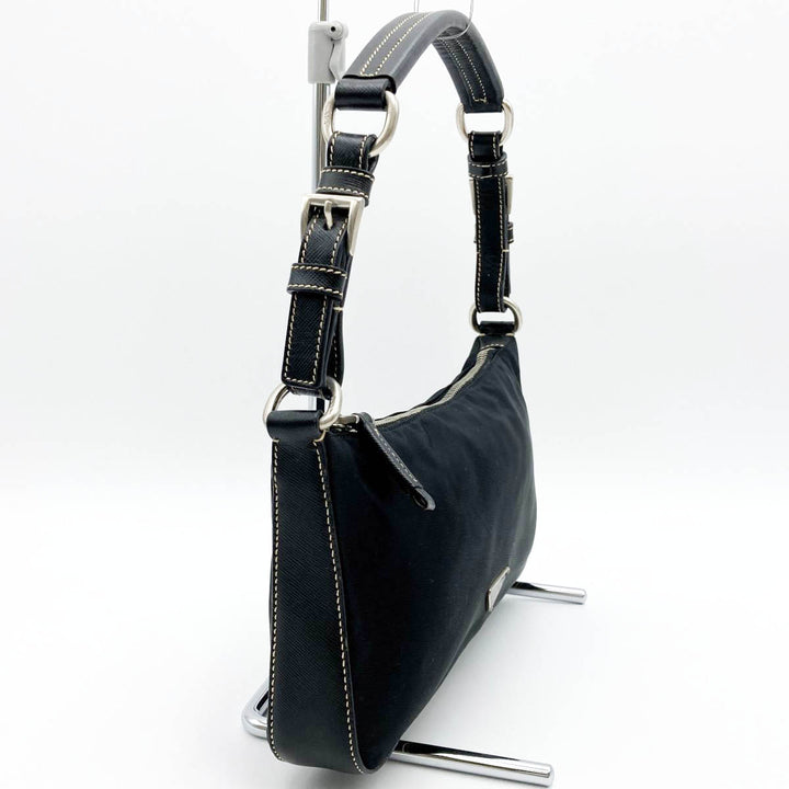 PRADA プラダ 
 BR2206 ショルダーバッグ 
ナイロン/レザー  ブラック