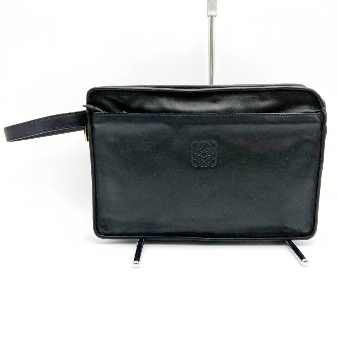 LOEWE ロエベ 
 クラッチバッグ 
レザー ブラック