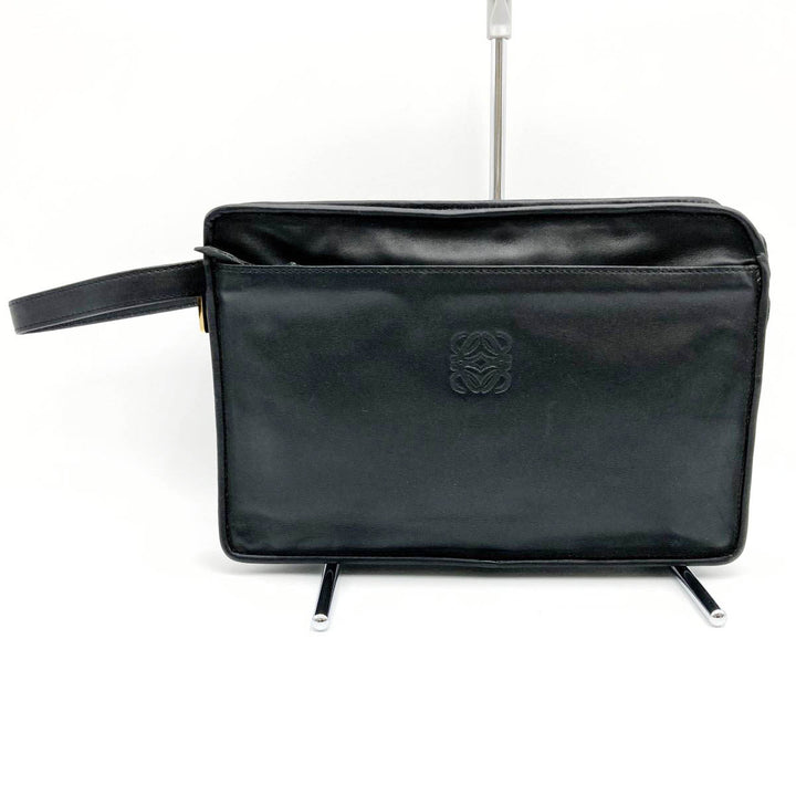 LOEWE ロエベ 
 クラッチバッグ 
レザー ブラック