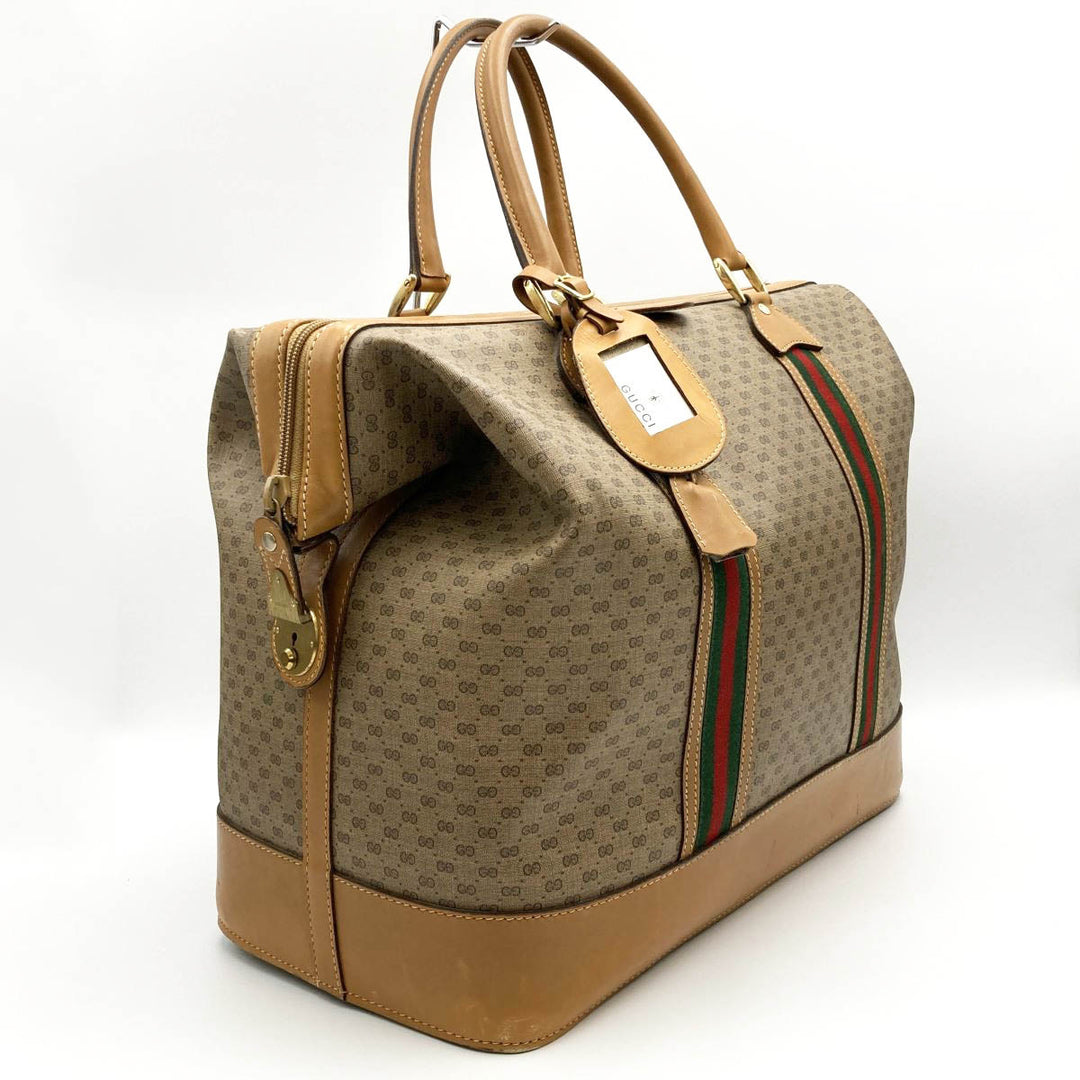 GUCCI グッチ 
 012 122 ボストンバッグ 
PVC/レザー  ベージュ