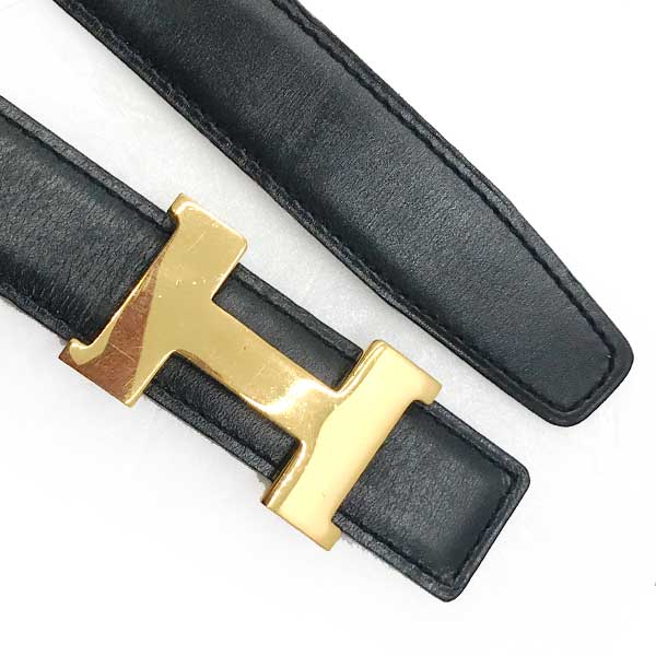 HERMES エルメス 
 リヴァルドゥブルトゥール ベルト 
レザー ブラック