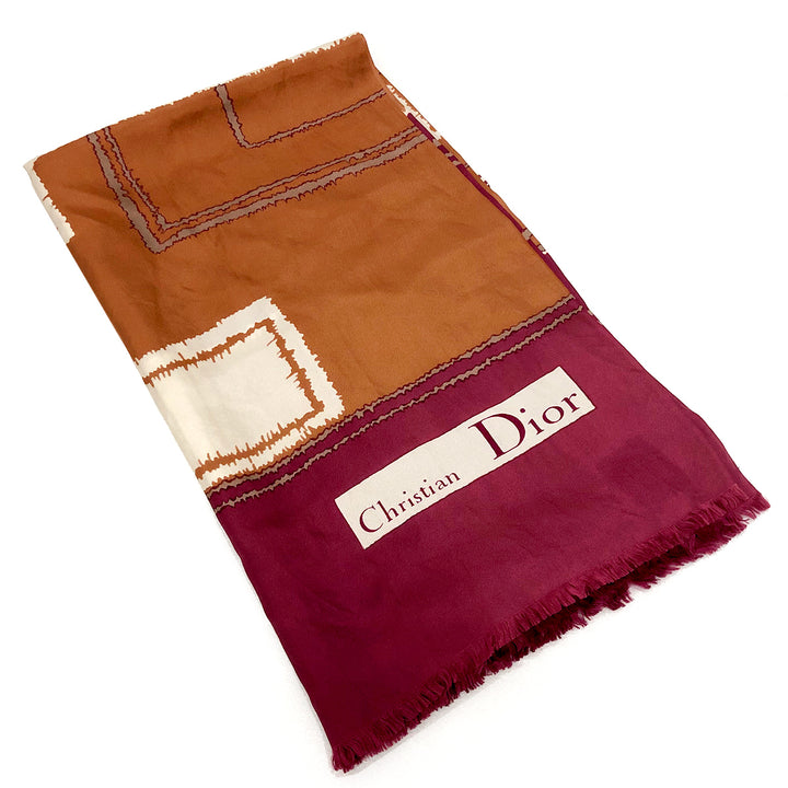 Christian Dior クリスチャンディオール 
 長方形 抽象的柄 ショール  スカーフ 
 パープル 中古