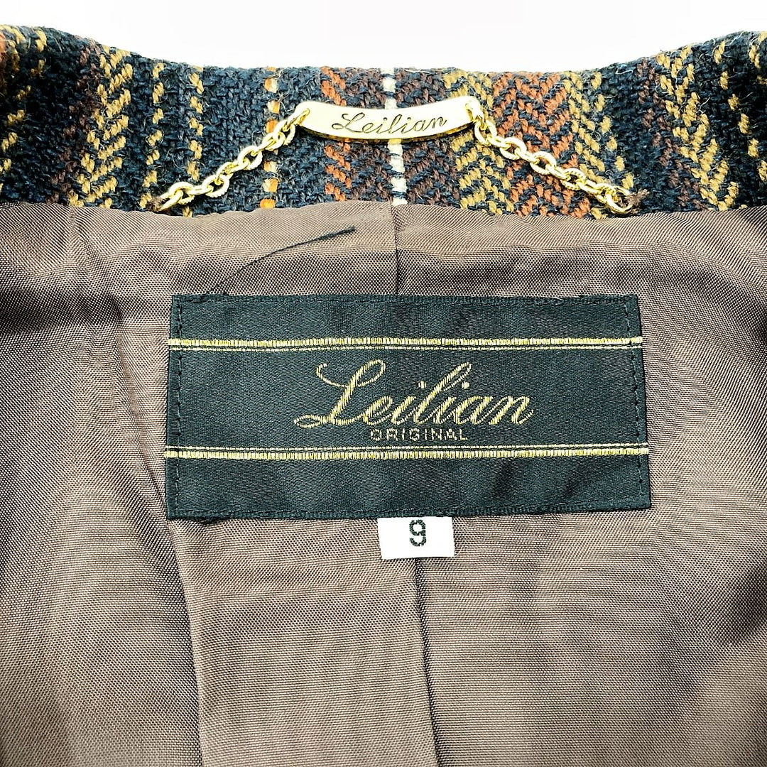 Leilian レリアン 
 テーラードジャケット 
ウール/シルク  ブラウン