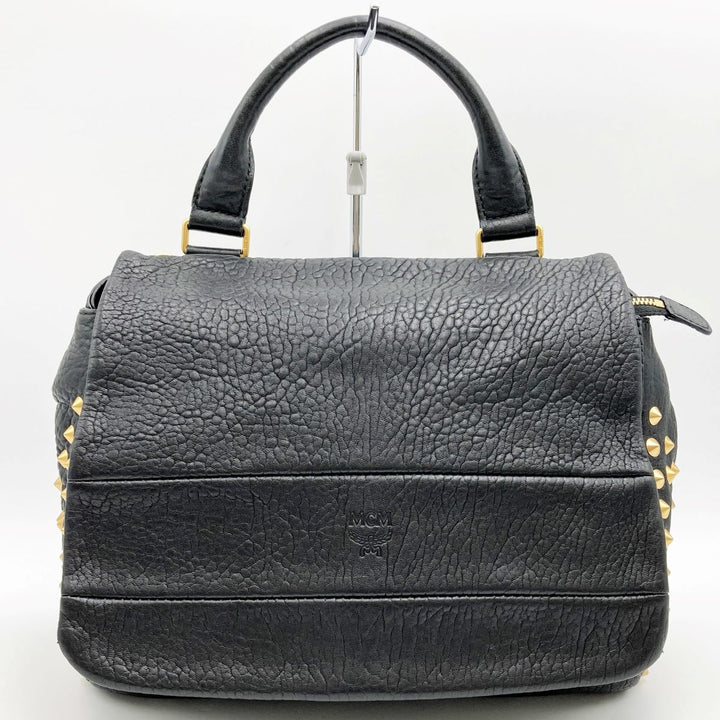 MCM エム・シー・エム 
 ハンドバッグ 
レザー ブラック
