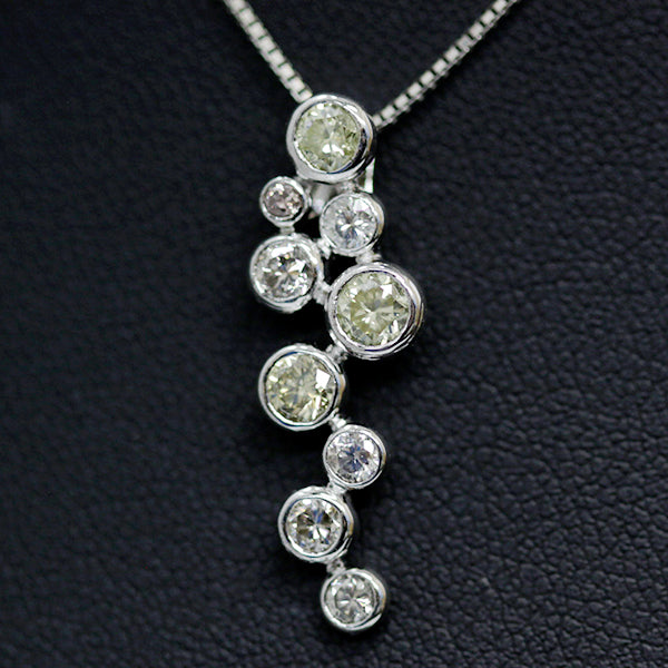 新品仕上げ済 K18WG 
ネックレス
 3カラーダイヤモンド：1.0ct 4.4g 中古