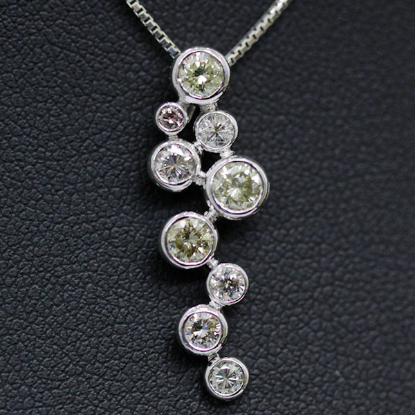 新品仕上げ済 K18WG 
ネックレス
 3カラーダイヤモンド：1.0ct 4.4g 中古