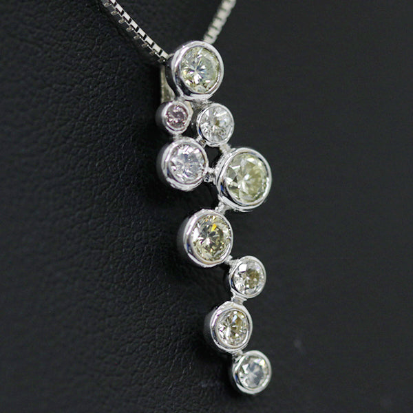 新品仕上げ済 K18WG 
ネックレス
 3カラーダイヤモンド：1.0ct 4.4g 中古