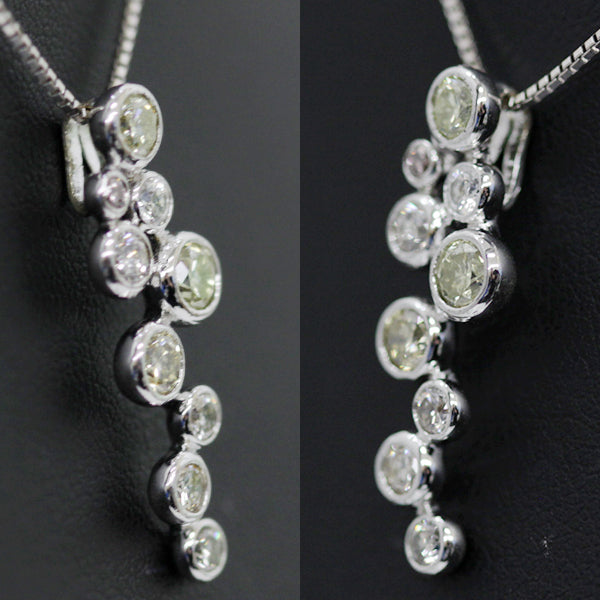 新品仕上げ済 K18WG 
ネックレス
 3カラーダイヤモンド：1.0ct 4.4g 中古