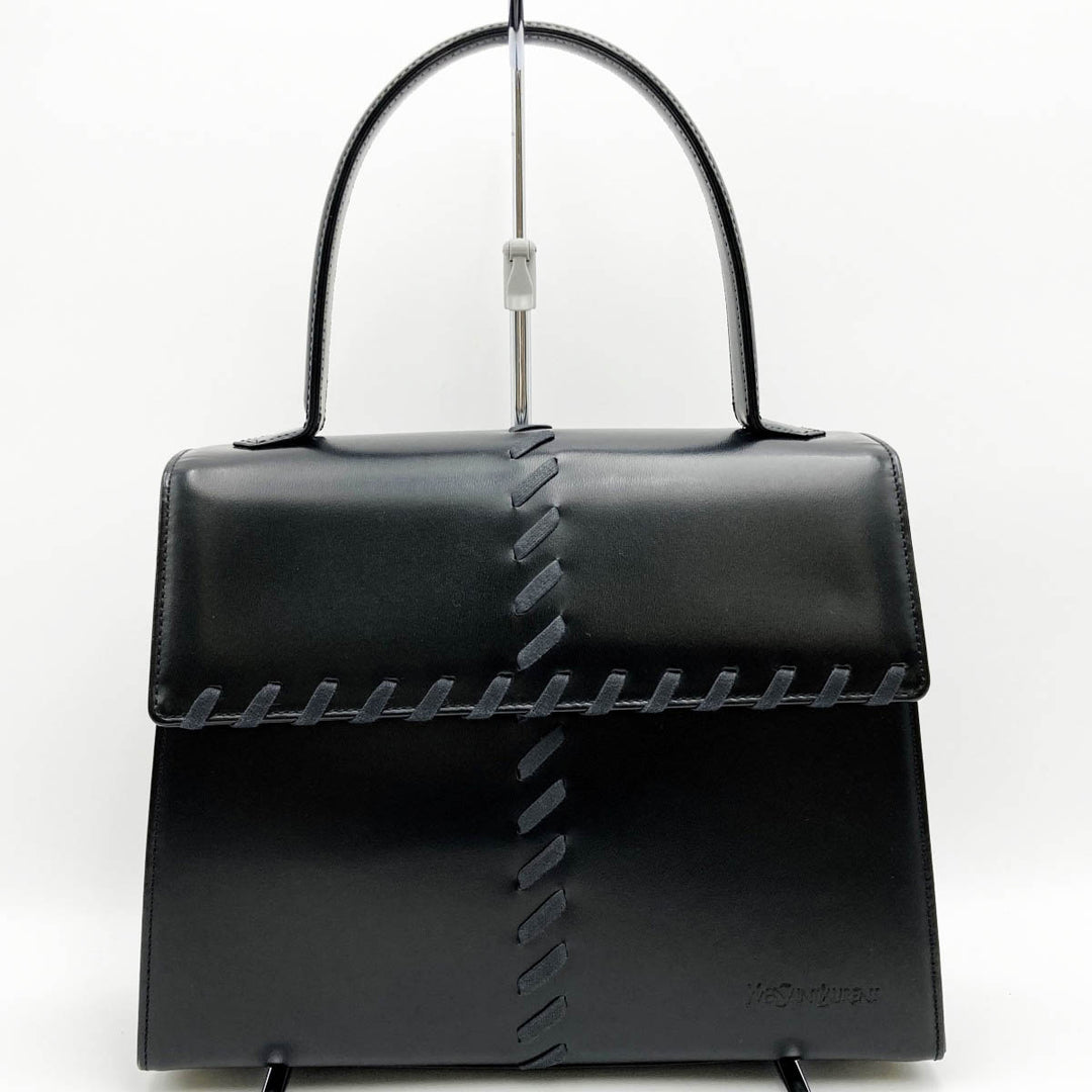 YVES SAINT LAURENT イヴ・サンローラン 
 ハンドバッグ 
レザー ブラック