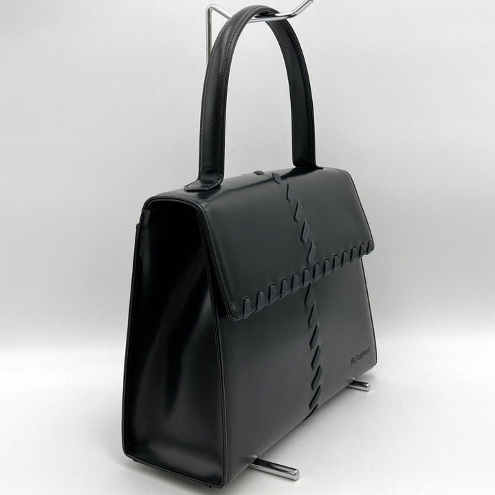 YVES SAINT LAURENT イヴ・サンローラン 
 ハンドバッグ 
レザー ブラック