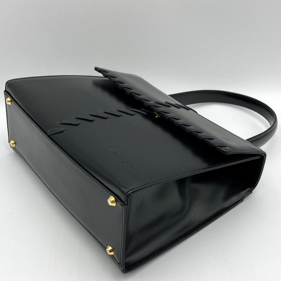 YVES SAINT LAURENT イヴ・サンローラン 
 ハンドバッグ 
レザー ブラック