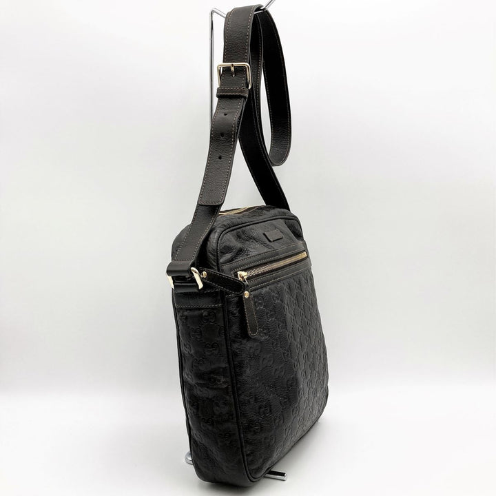 GUCCI グッチ 
 201448  ショルダーバッグ 
レザー ダークブラウン