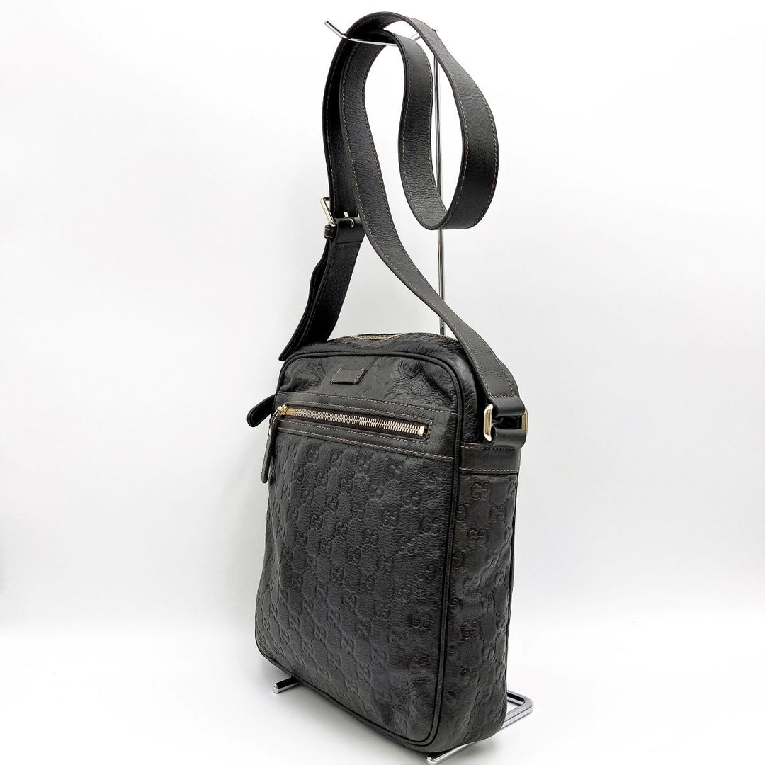 GUCCI グッチ 
 201448  ショルダーバッグ 
レザー ダークブラウン