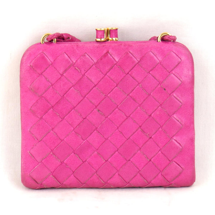 『USED』 
BOTTEGAVENETA ボッテガヴェネタ 
 財布 
レザー ピンク がま口 コインケース 小銭入れ