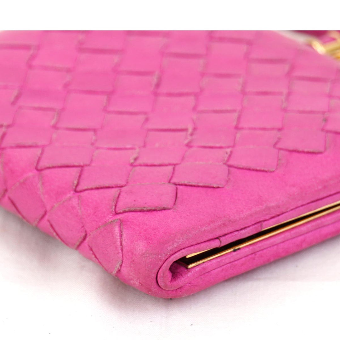『USED』 
BOTTEGAVENETA ボッテガヴェネタ 
 財布 
レザー ピンク がま口 コインケース 小銭入れ