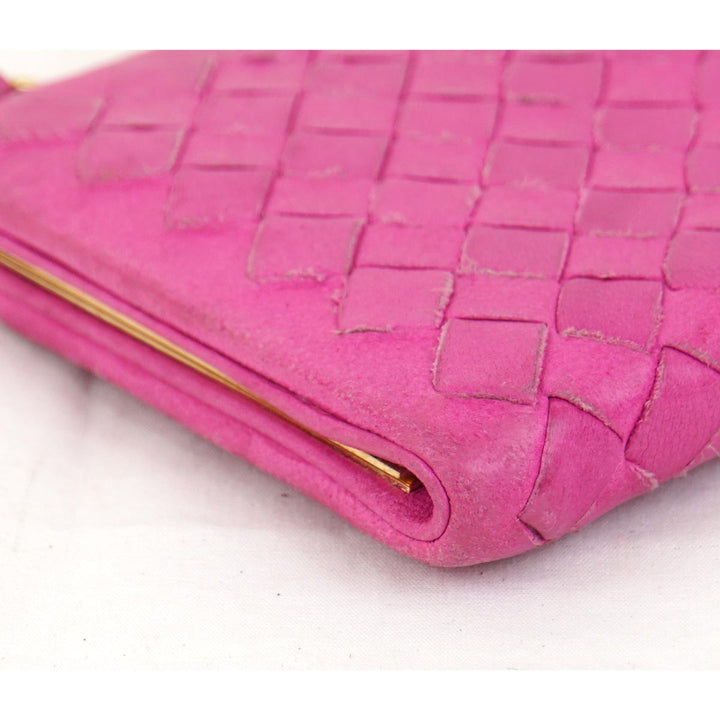 『USED』 
BOTTEGAVENETA ボッテガヴェネタ 
 財布 
レザー ピンク がま口 コインケース 小銭入れ