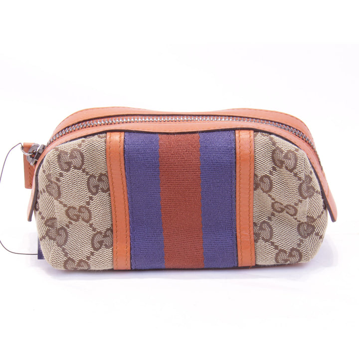 美品『USED』 
GUCCI グッチ 
 256639 ポーチ 
GGキャンバス/レザー  ベージュ×オレンジ