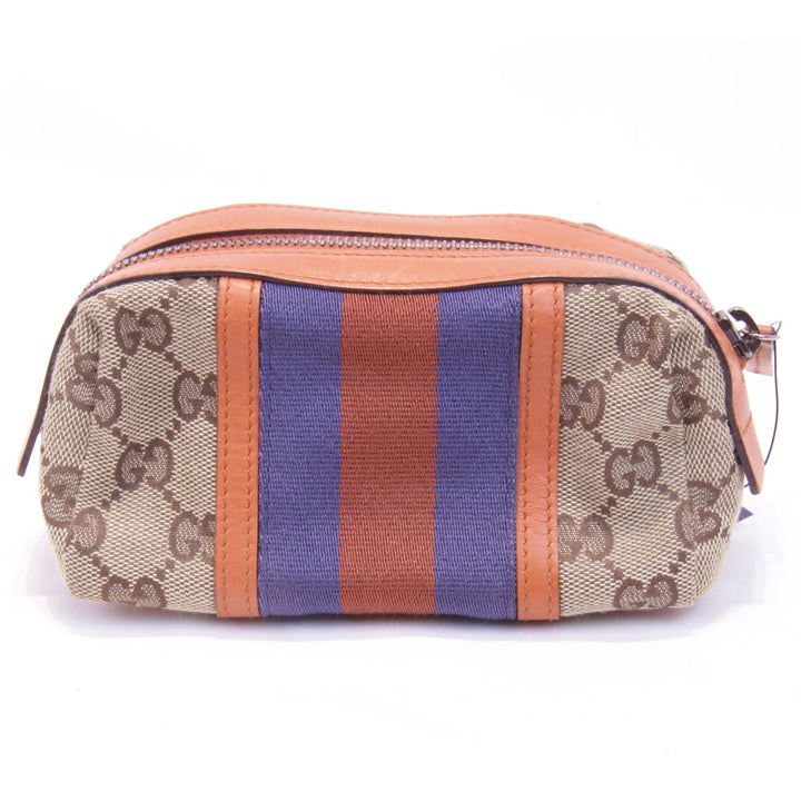 美品『USED』 
GUCCI グッチ 
 256639 ポーチ 
GGキャンバス/レザー  ベージュ×オレンジ