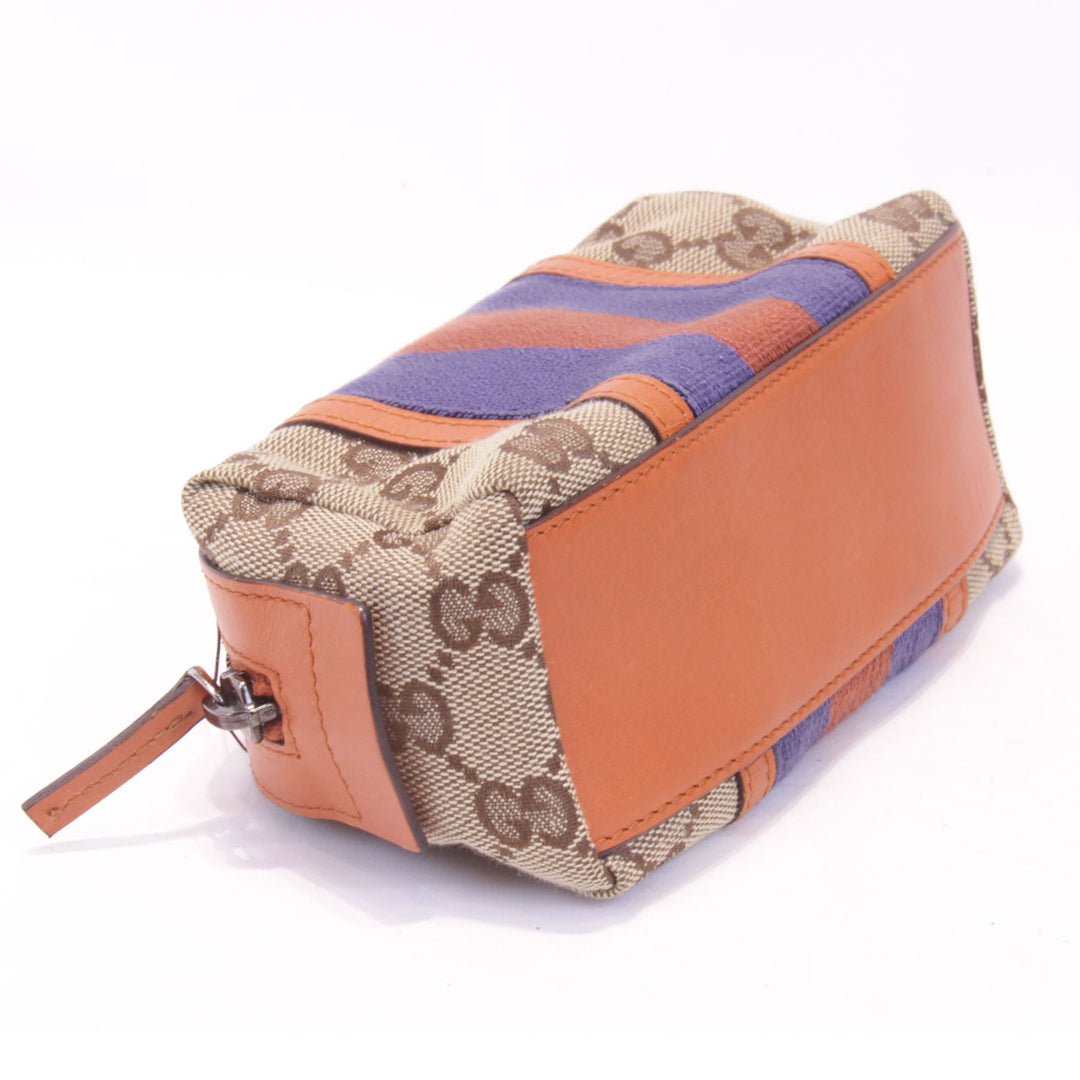 美品『USED』 
GUCCI グッチ 
 256639 ポーチ 
GGキャンバス/レザー  ベージュ×オレンジ