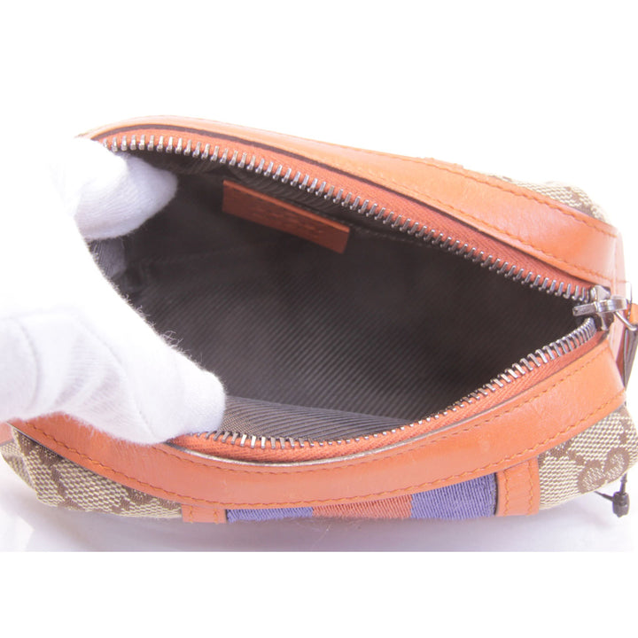 美品『USED』 
GUCCI グッチ 
 256639 ポーチ 
GGキャンバス/レザー  ベージュ×オレンジ