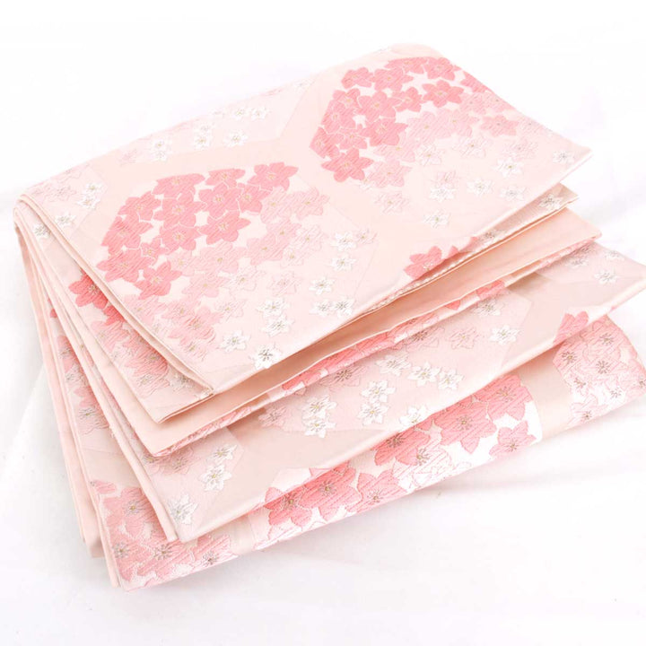 美品『USED』 
 
 三松 kimonossimo おりじなる帯 袋帯 
正絹 ピンク