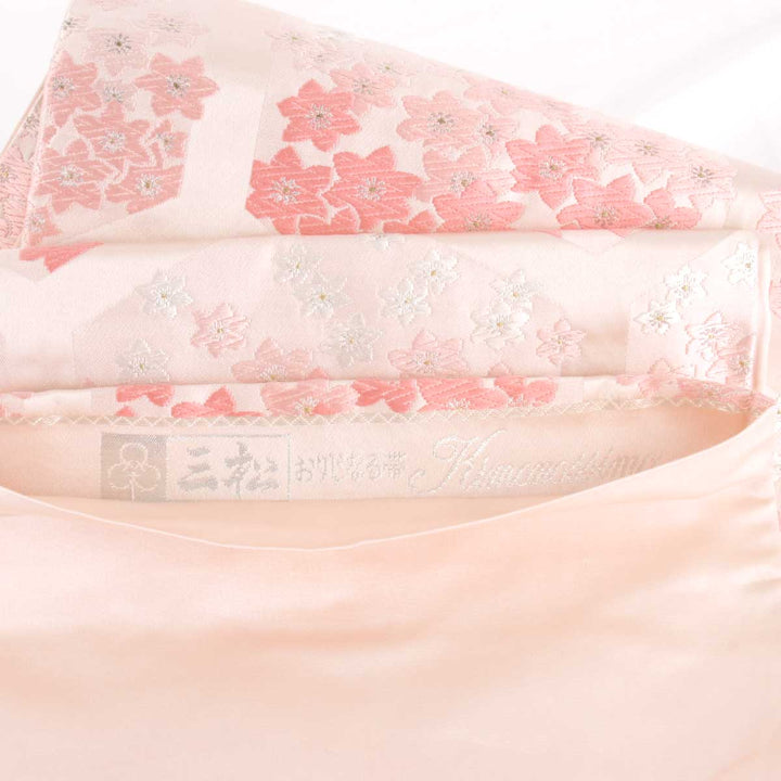 美品『USED』 
 
 三松 kimonossimo おりじなる帯 袋帯 
正絹 ピンク