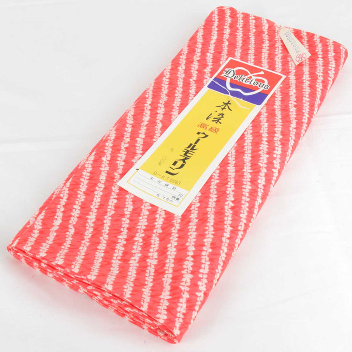 美品『未仕立/保管品』 
 
 本染 ウールモスリン 反物 
ウール 赤系 襦袢生地